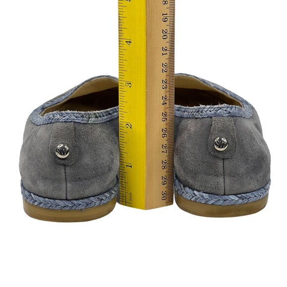 Stuart Weitzman Blue Mirror Flat 6.5 Cap Toe Tipadrille Espadrille Loafer FLAW - Picture 10 of 10